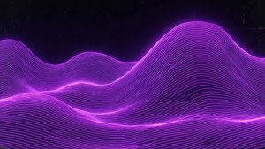 Wimbi la kawaida la zambarau la neon katika mtindo wa vaporwave. — Zambarau neon Picha ya Ukuta