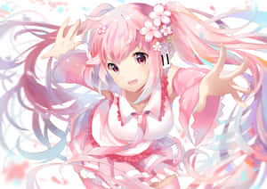 Sakura Miku — Pink ya kawaii Picha ya Ukuta