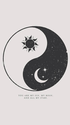 Yin Yang ya Mwezi na Jua la Kibinafsi — Mwezi wa kupendeza Picha ya Ukuta