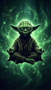 Silhouette ya Yoda vector wallpaper na aura ya kijani. — iPhone 5 Picha ya Ukuta