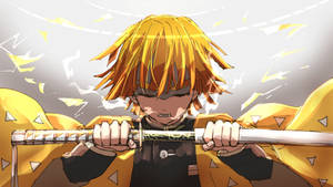 Zenitsu wa Demon Slayer Akifukia Machete