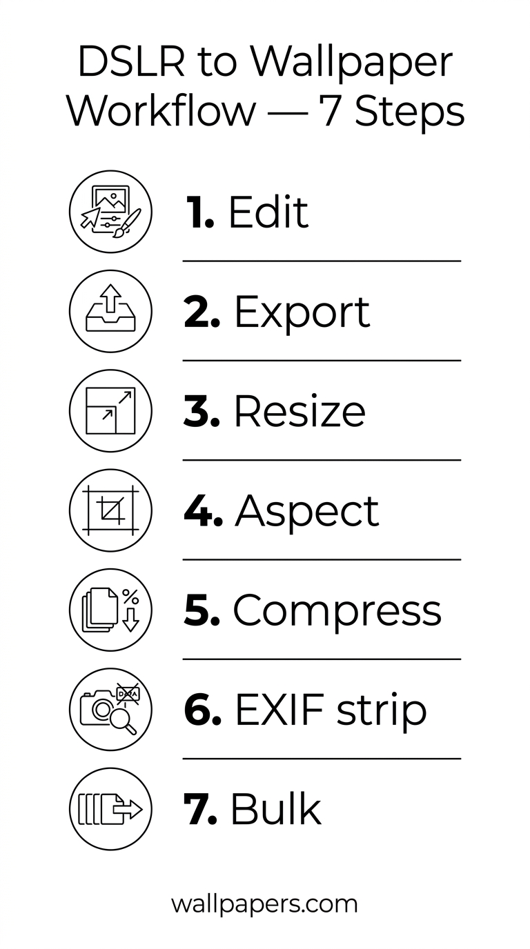 DSLR Photo to Wallpaper — The Complete Workflow infographic
